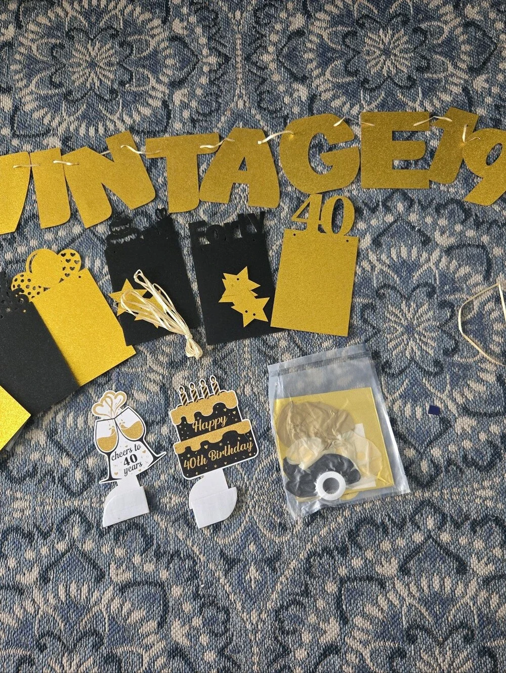 Gold and Black 40th Birthday Party Decorations - Cheers to 40